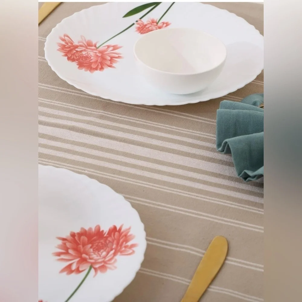 NEW! Yourtablecloth Striped Rectangle Tablecloth  (Beige, 60 x 84)